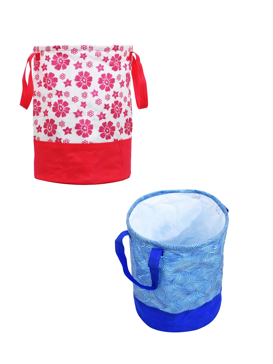 

Kuber Industries Set Of 2 Printed Waterproof Canvas Laundry Bags, Blue