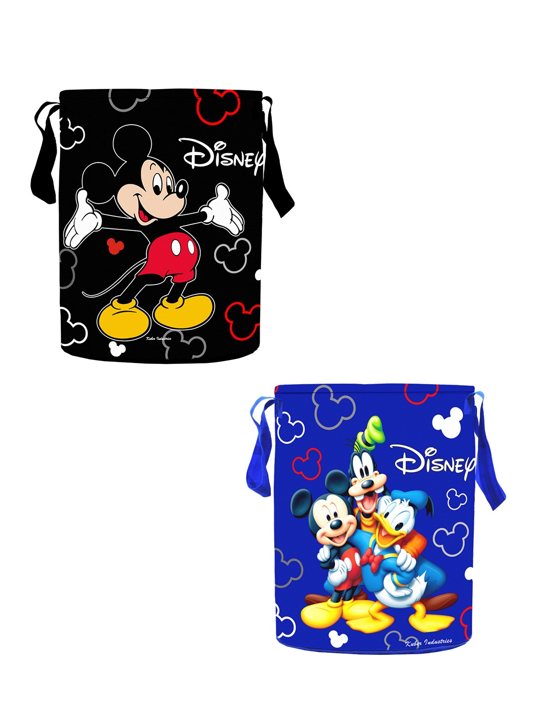 

Kuber Industries Set Of 2 Black & Blue Disney Printed Waterproof Cotton Laundry Bags 45 L