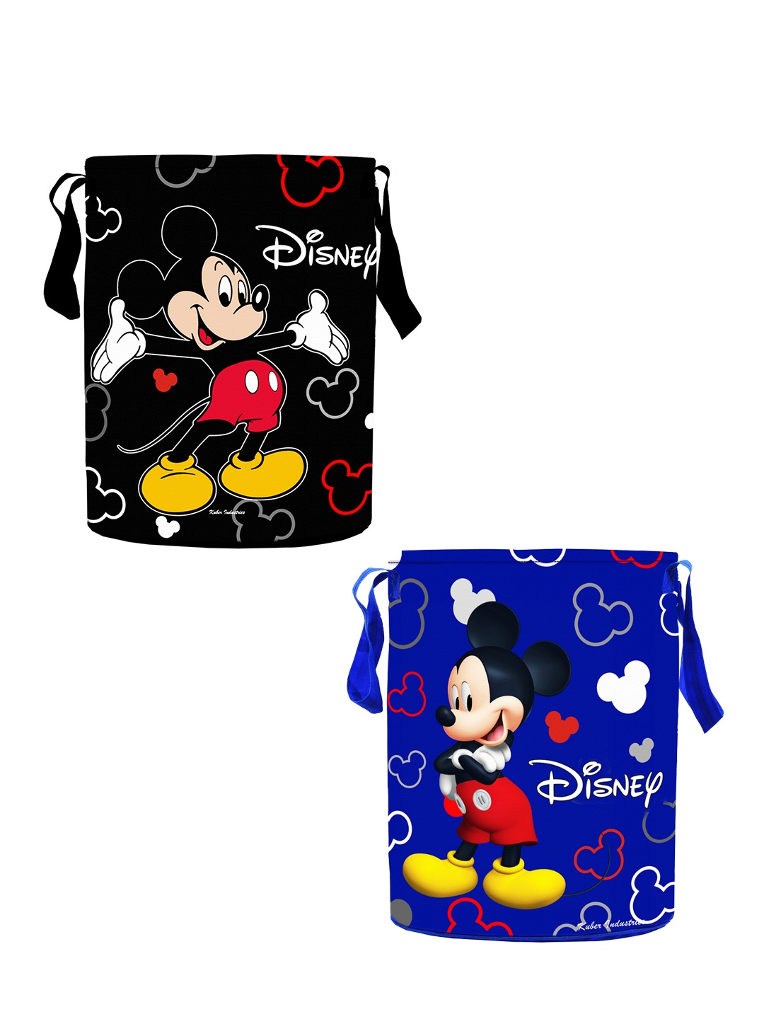 

Kuber Industries Set Of 2 Black & Blue Disney Printed Waterproof Cotton Laundry Bags 45 L