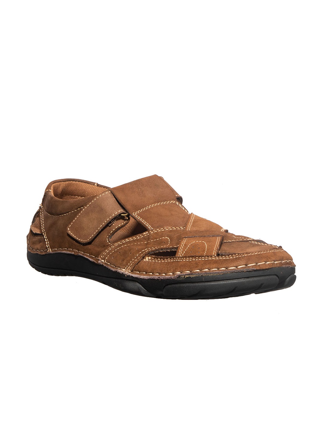 

Khadims Men Brown Leather Shoe-Style Sandals