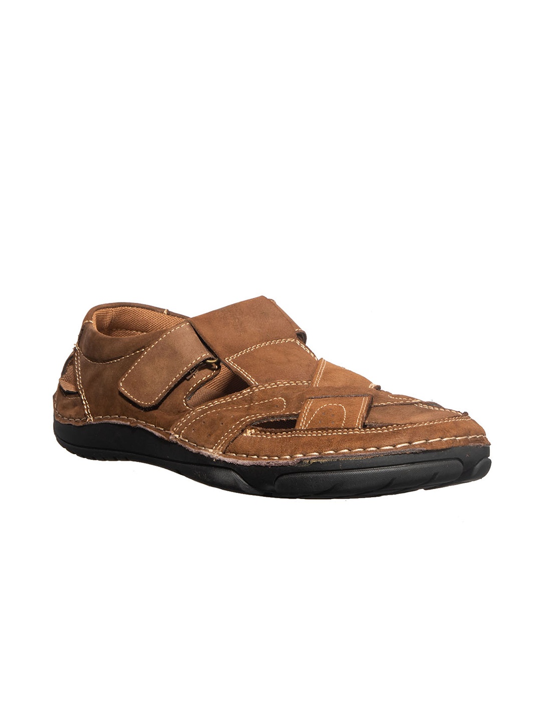

Khadims Men Brown Leather Shoe-Style Sandals