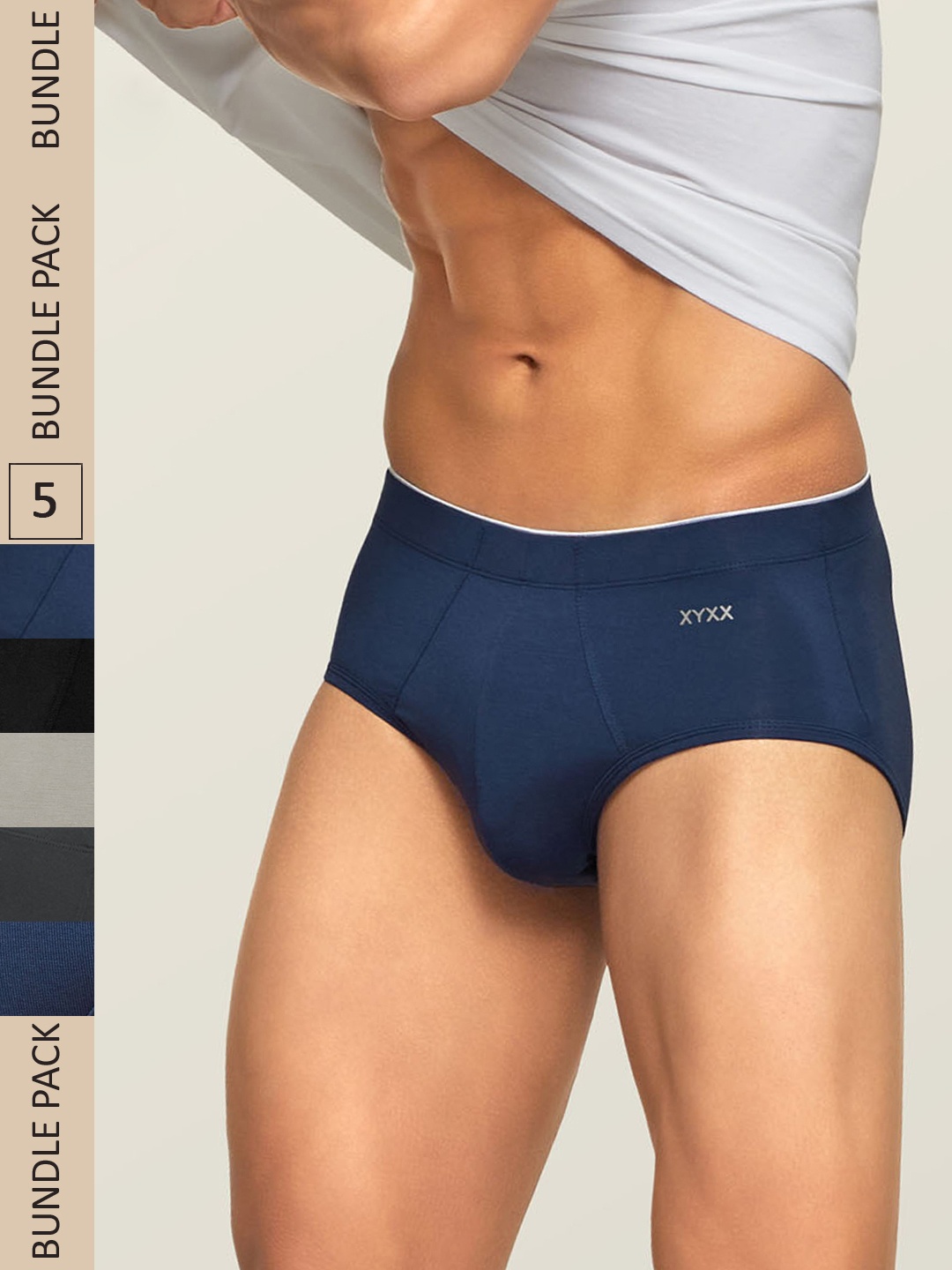 

XYXX Men Solid Pack Of 5 Uno IntelliSoft Micro Modal Brief, Black