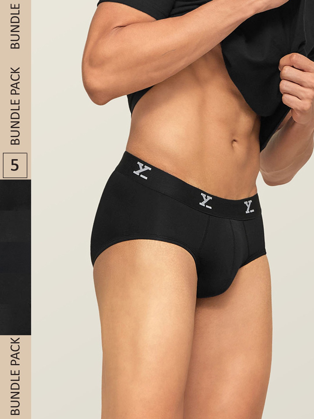 

XYXX Men Solid Pack Of 5 ACE IntelliSoft Modal Briefs, Black
