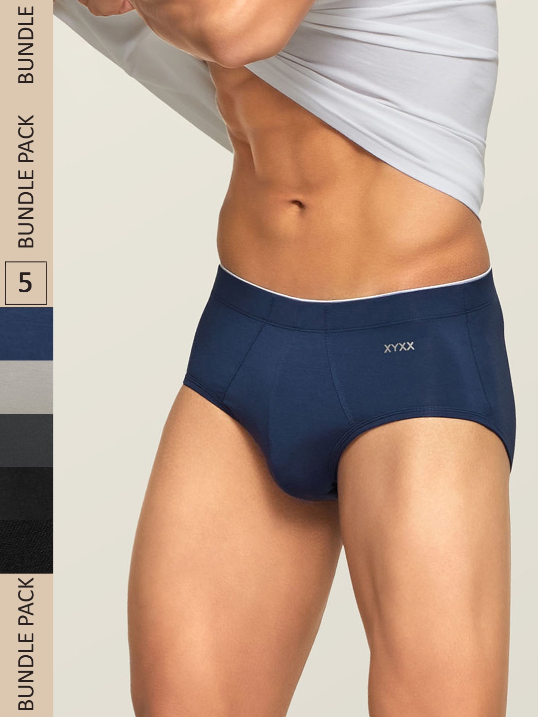 

XYXX Men IntelliSoft Antimicrobial Micro Modal Pack of 5 Uno Briefs XYBRF5PCKN129, Grey