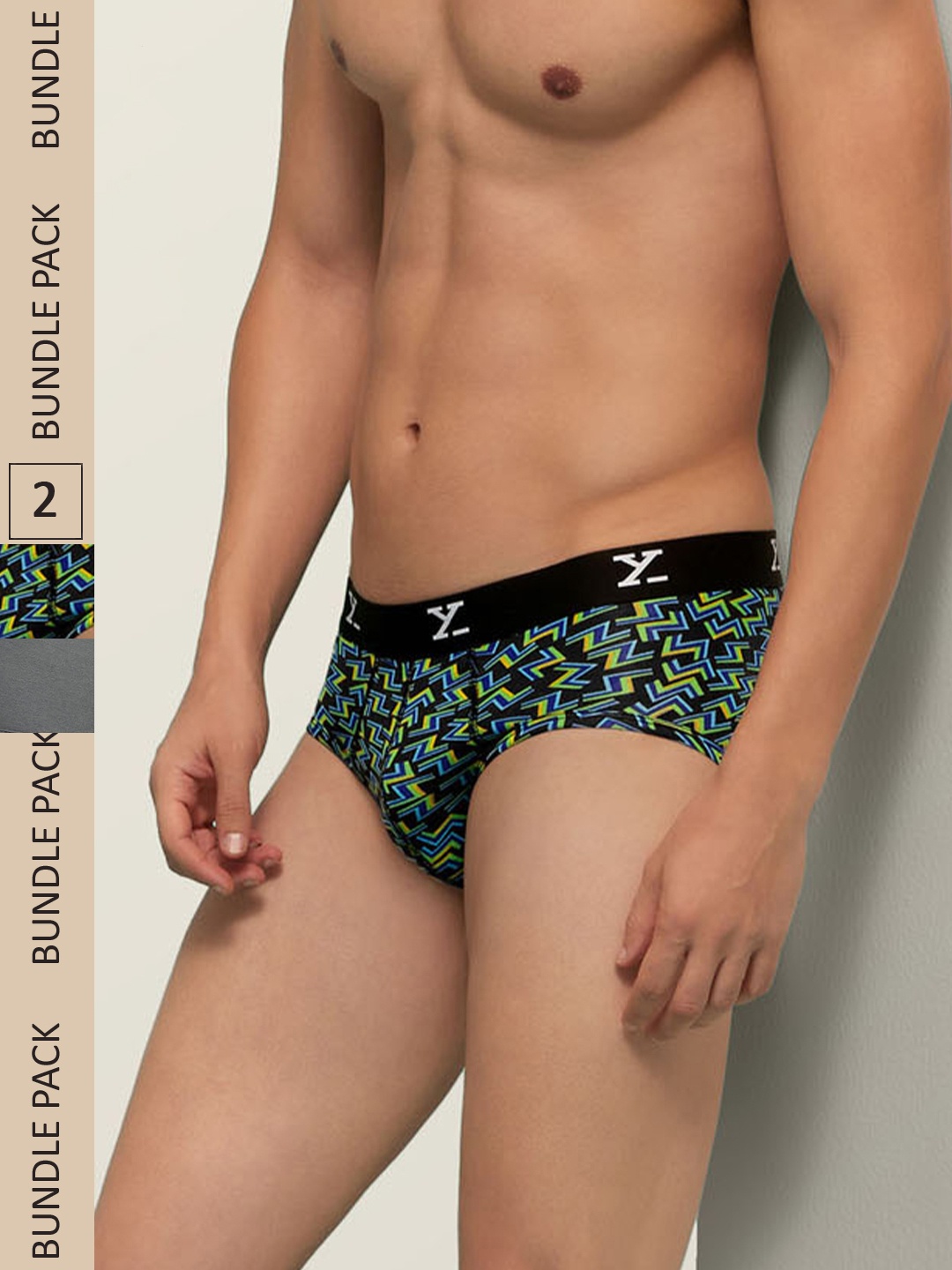 

XYXX Men IntelliSoft Antimicrobial Micro Modal Pack of 2 Shuffle Briefs XYBRF2PCKN57, Black