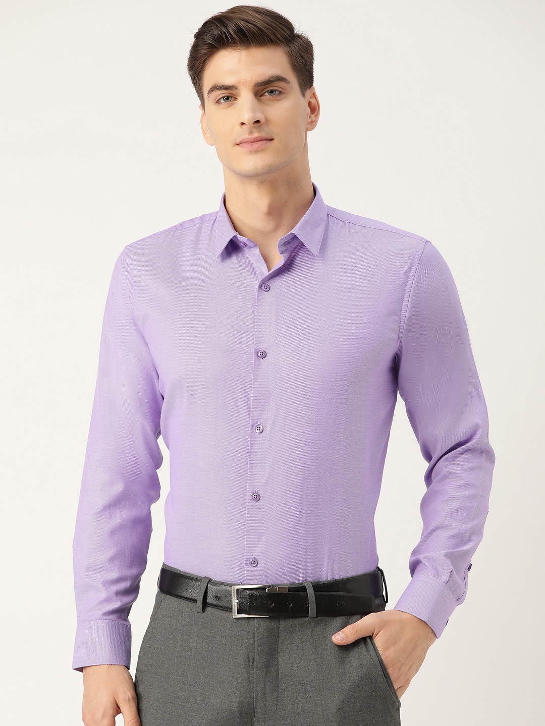 

SOJANYA Men Purple Classic Regular Fit Self Design Formal Shirt