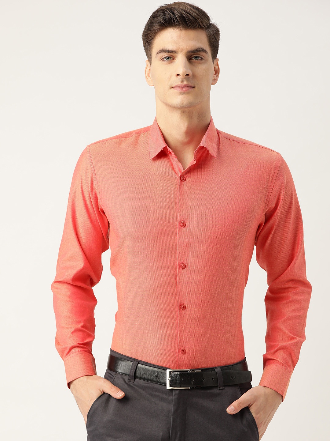 

SOJANYA Men Dark Peach Classic Regular Fit Solid Formal Shirt