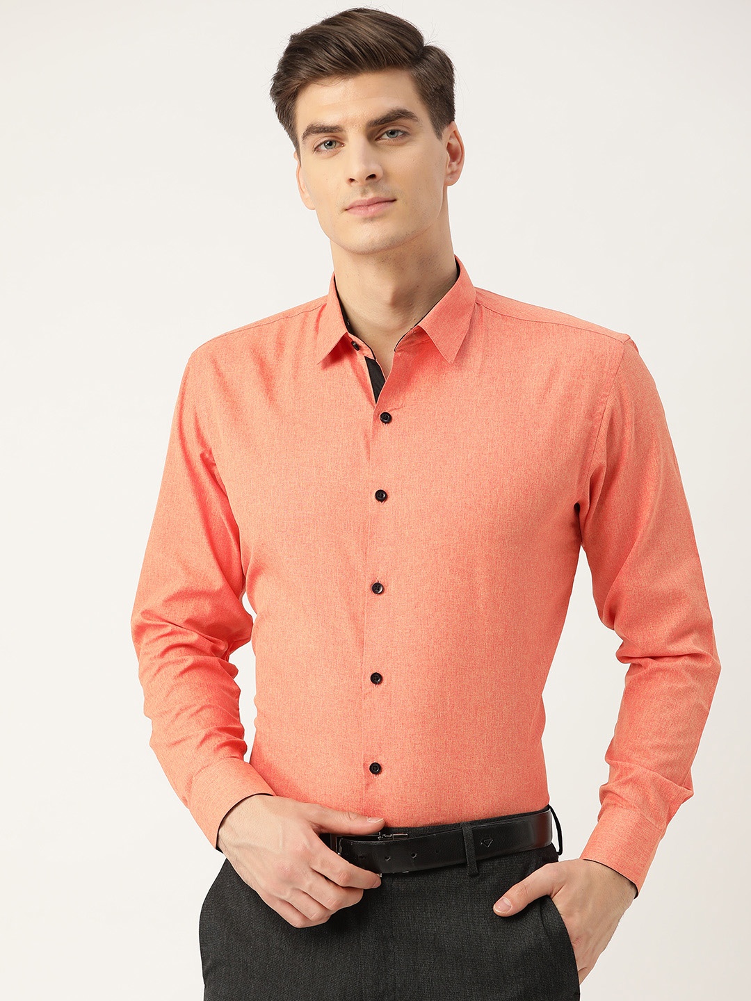 

SOJANYA Men Orange Classic Regular Fit Solid Formal Shirt