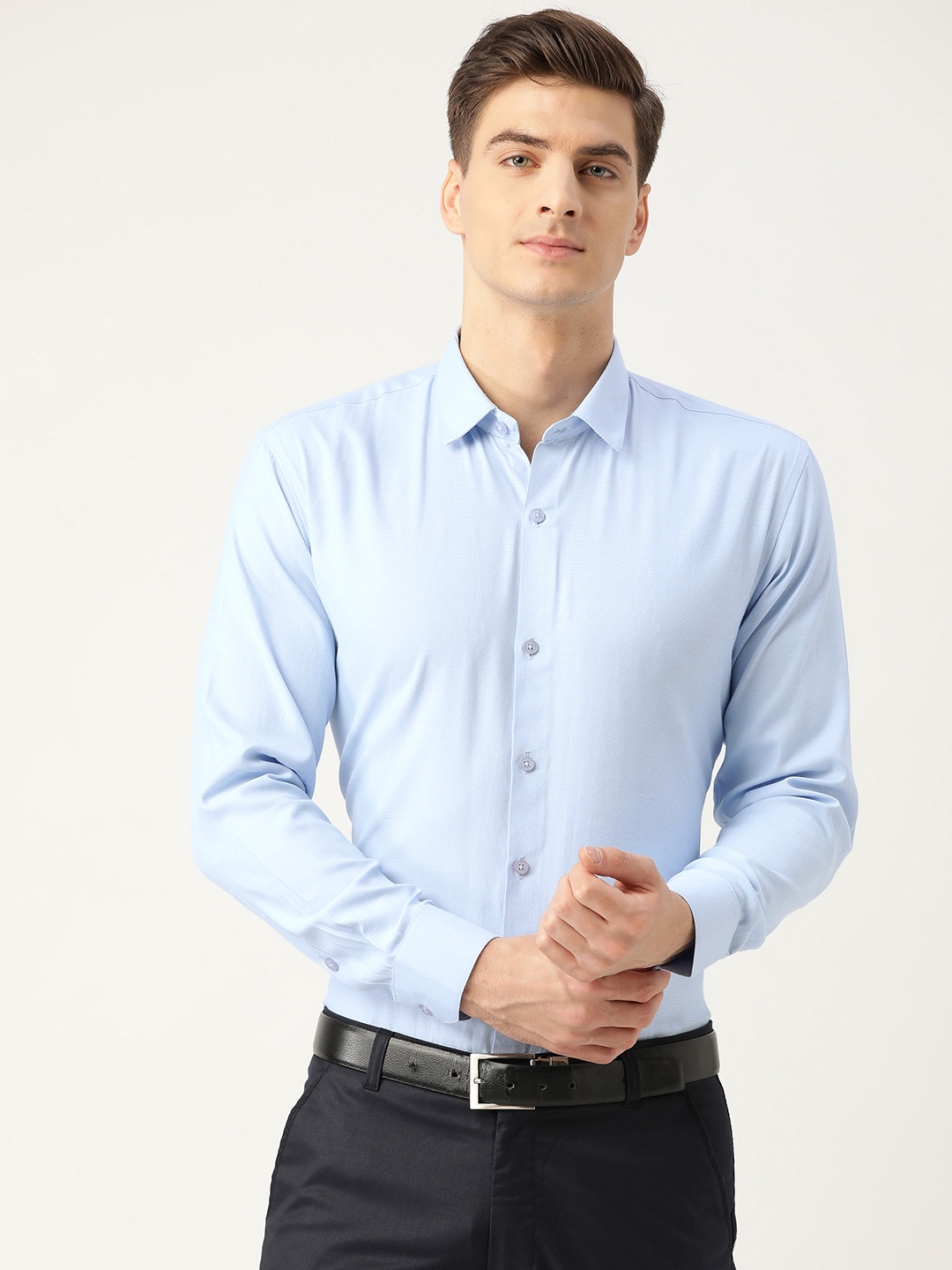 

SOJANYA Men Blue Classic Regular Fit Solid Semiformal Shirt