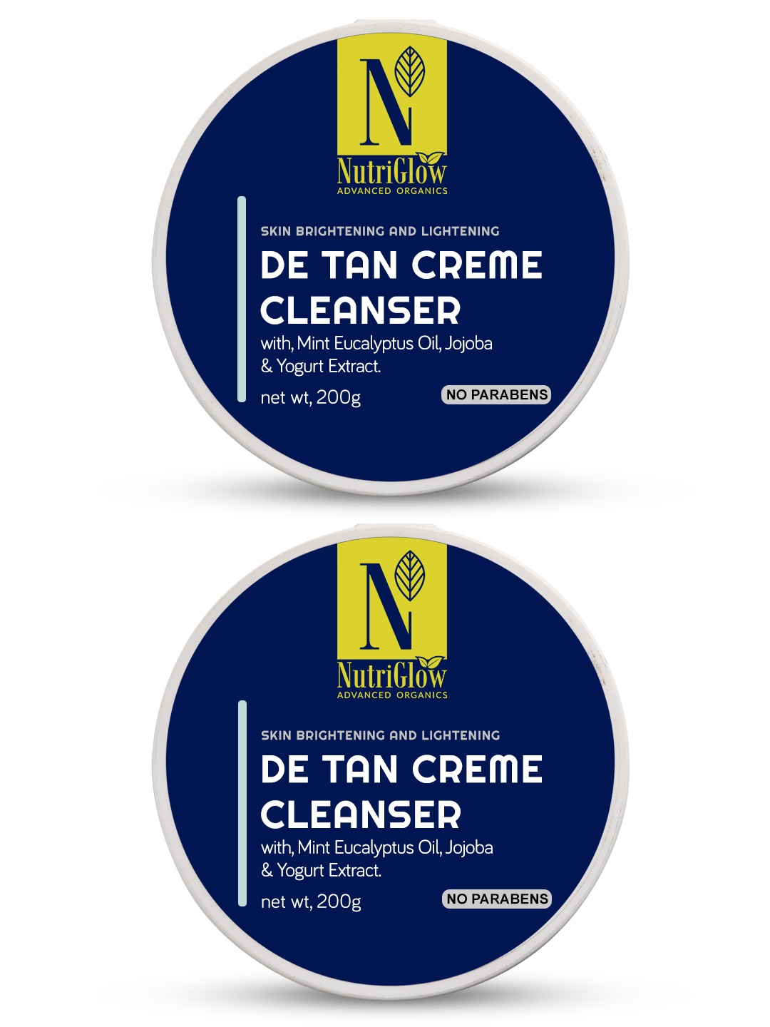 

NutriGlow Advanced Organics Set of 2 De Tan Creme Cleanser 200 g each, Cream