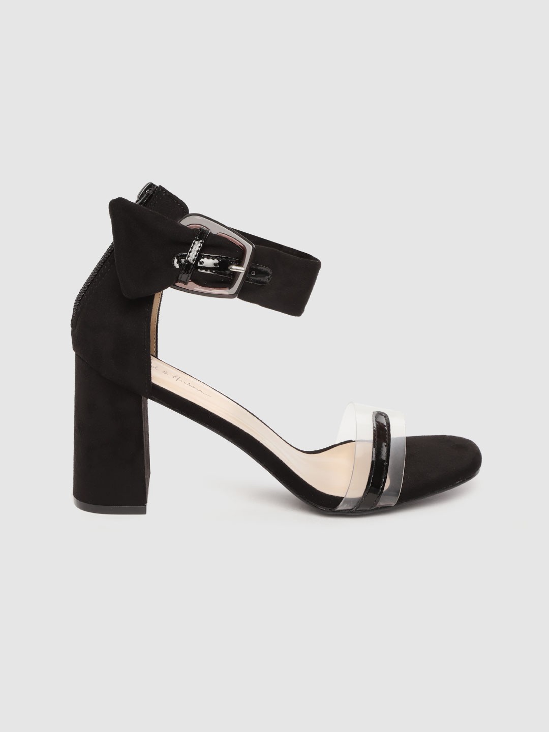 

Mast & Harbour Women Transparent & Black Solid Mid-Top Heels