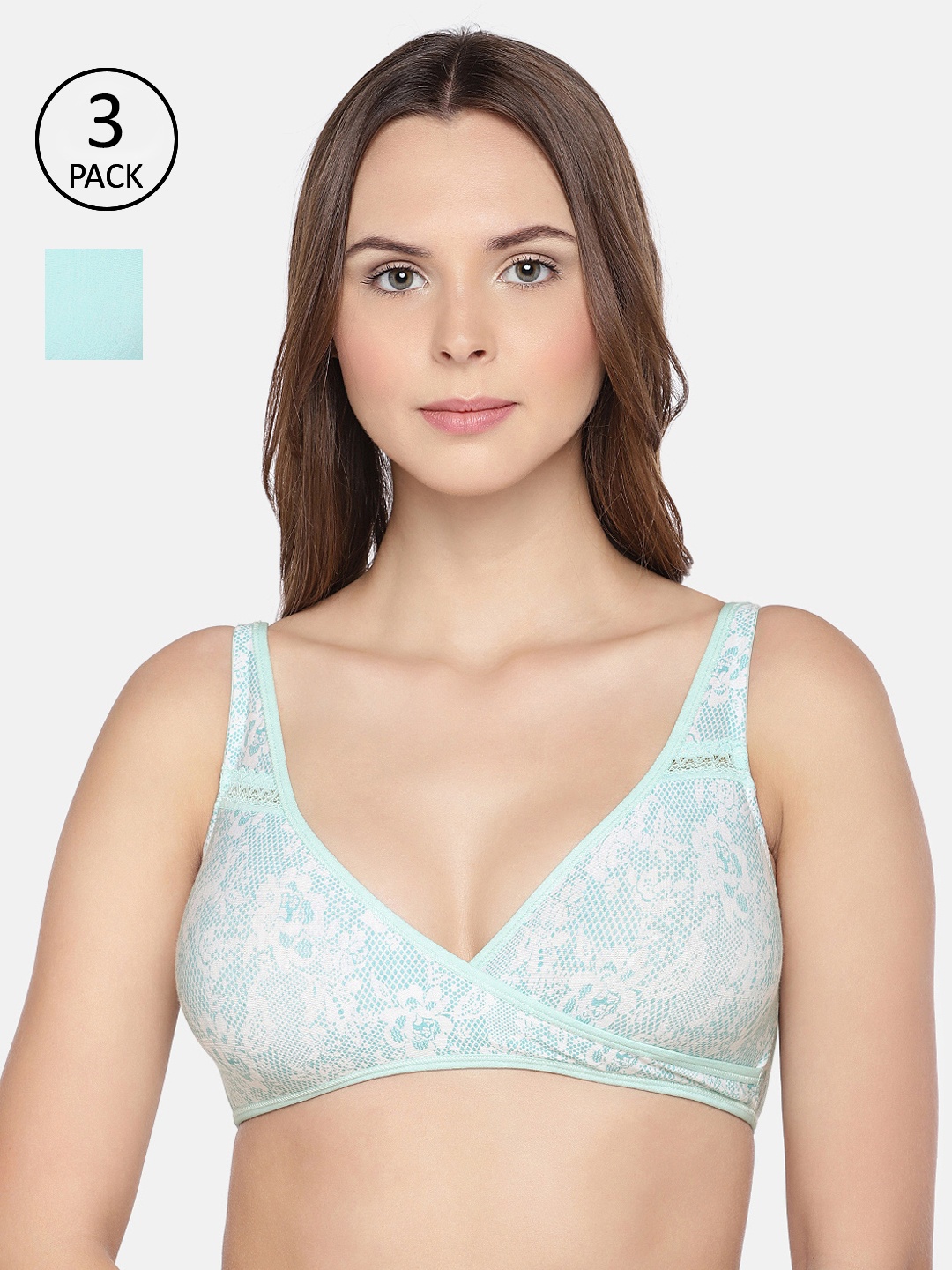 

Inner Sense Pack Of 3 Printed Organic Cotton Maternity Bras IMBC007C_7C_7D, Teal
