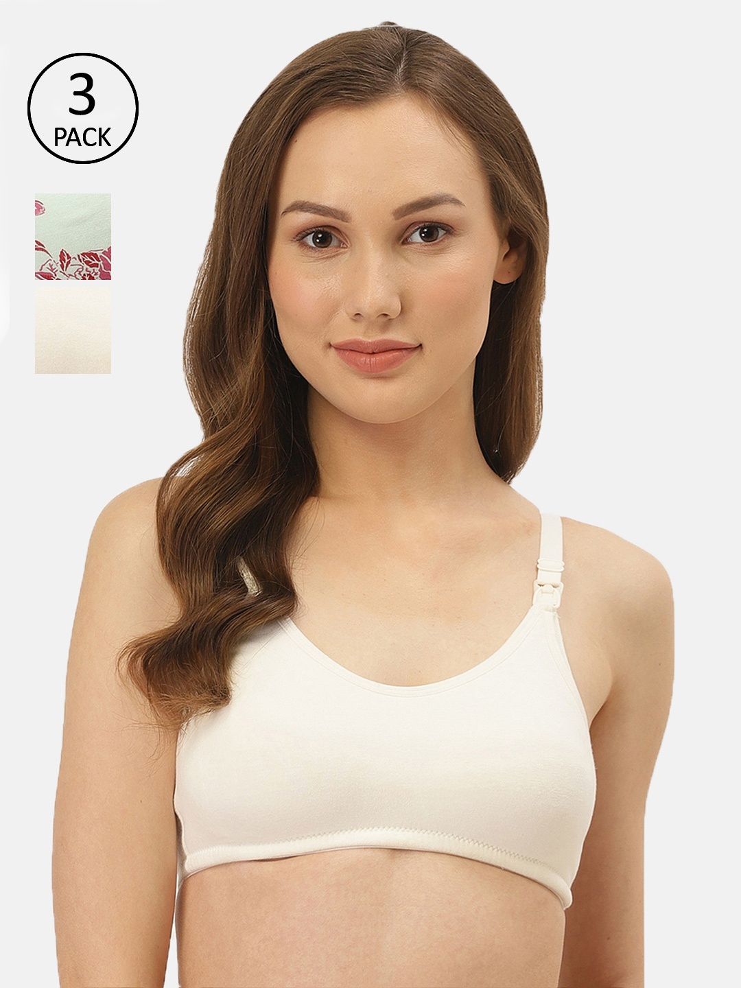 

Inner Sense Pack Of 3 Solid Antimicrobial Soft Nursing Bra, Beige