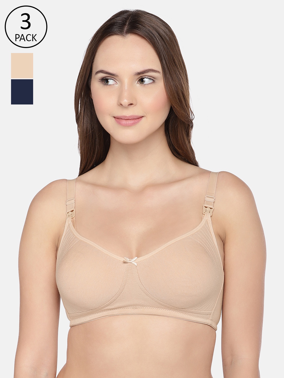 

Inner Sense Pack Of 3 Solid Organic Cotton Maternity Bras IMBC005A_5A_5E, Beige