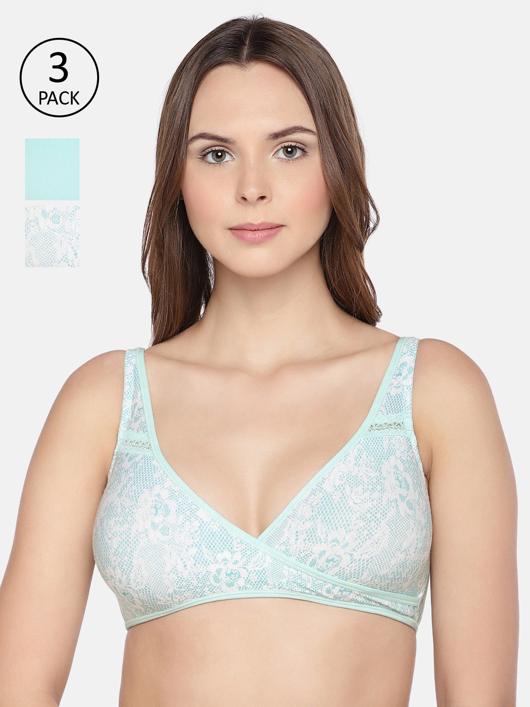 

Inner Sense Pack Of 3 Printed Organic Cotton Maternity Bras IMBC007D_7D_7C, Teal