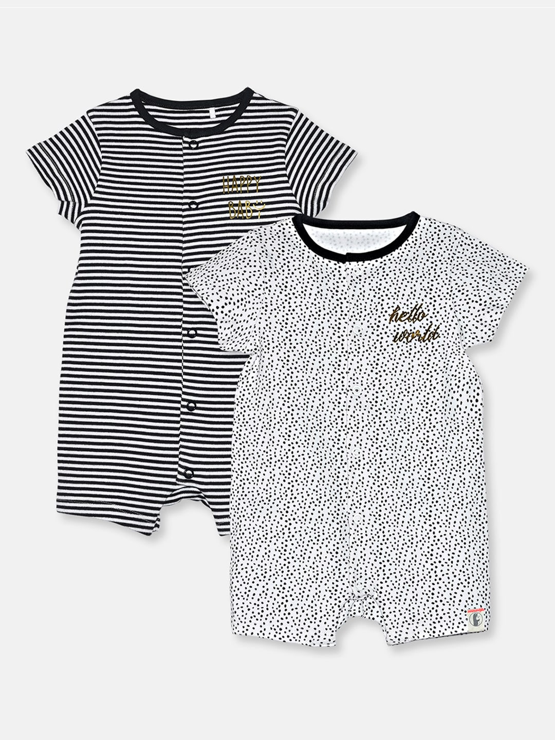 

Babysafe Infant Boys Pack of 2 White & Black Sustainable Rompers