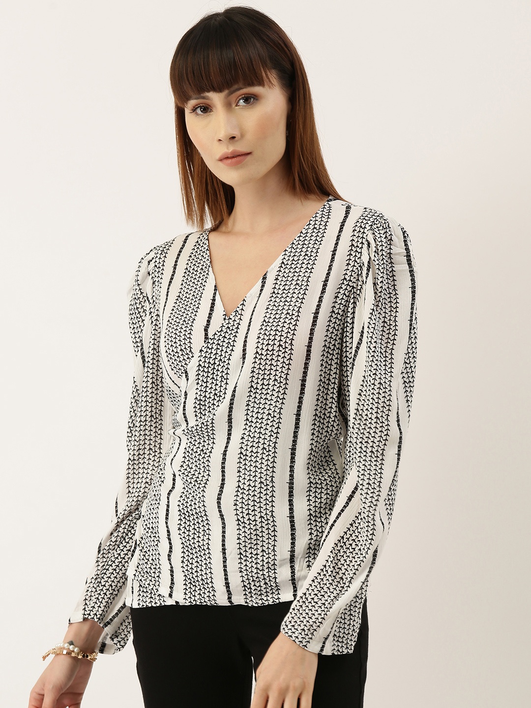

AND Women White Striped Top