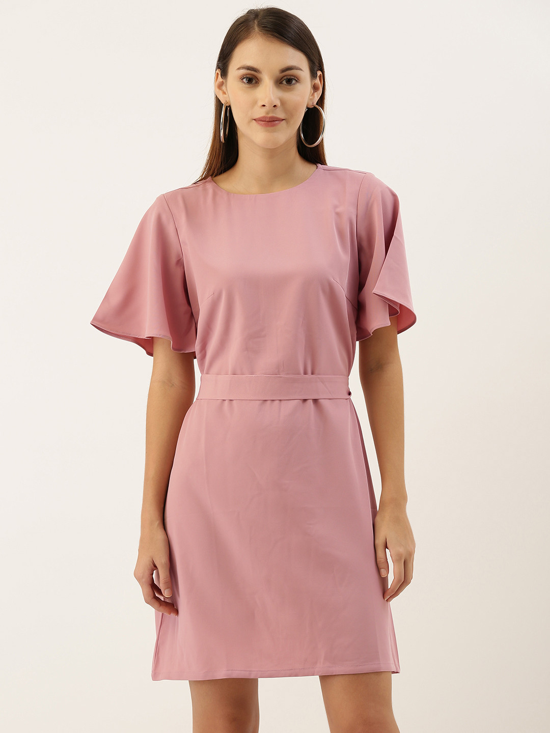 

AND Women Pink Solid Fit and Flare Dress