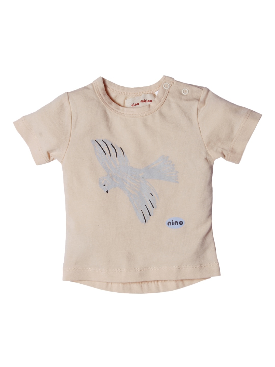 

Nino Bambino Girls Cream-Coloured Organic Cotton Printed Round Neck Organic Cotton T-shirt