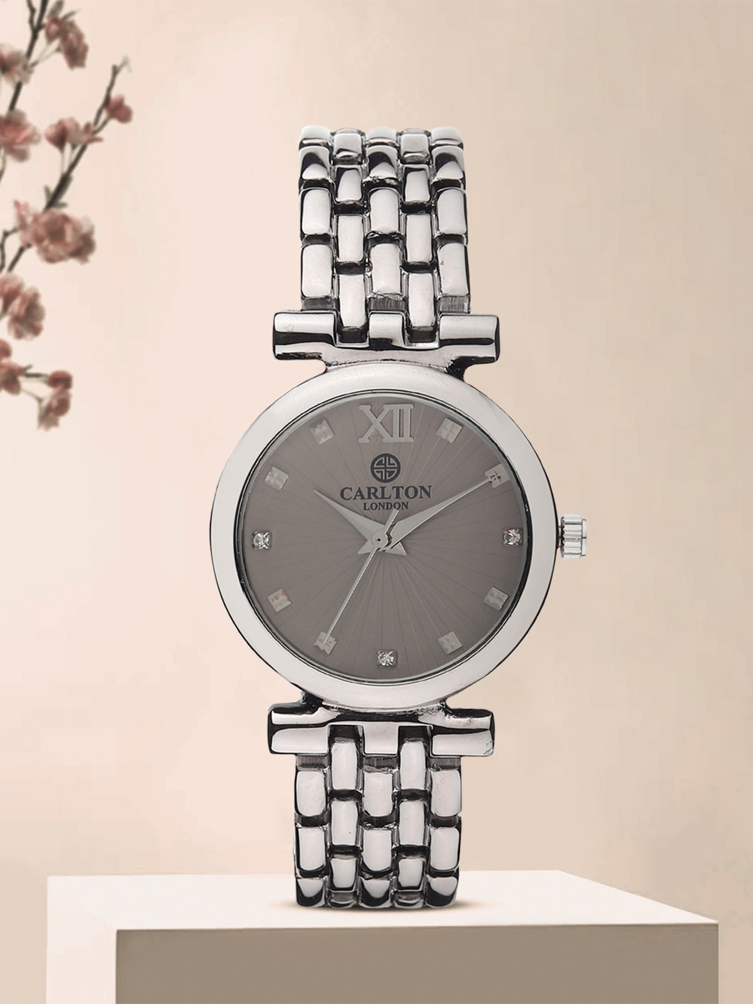 

Carlton London Women Gunmetal & Silver Analogue Watch CL006GLGG, Metallic