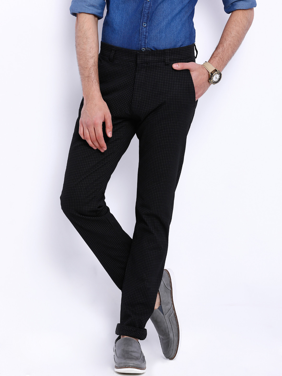

Locomotive Grey Checked Casual Trousers