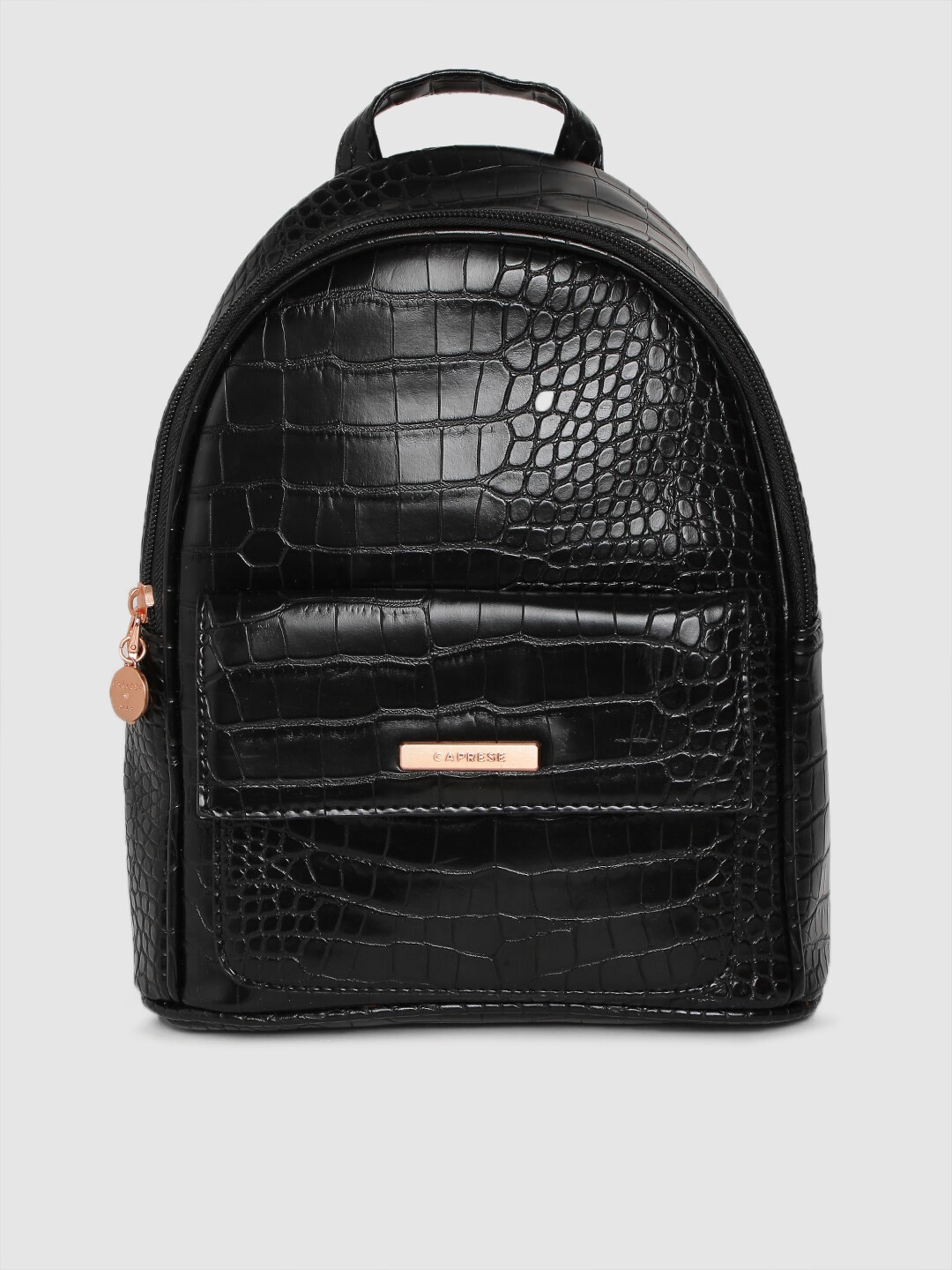 

Caprese Women Black Textured Backpack
