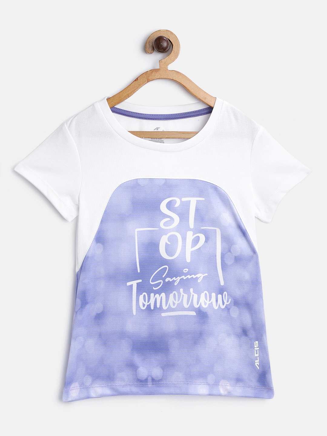

Alcis Girls Purple & White Printed Round Neck Running T-shirt
