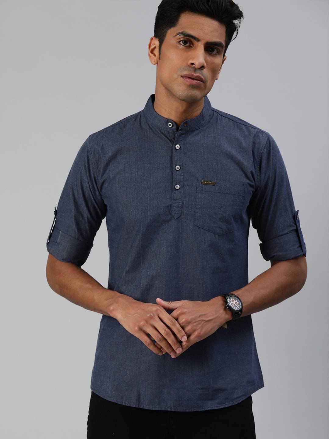 

Urbano Fashion Men Blue Slim Fit Solid Casual Shirt