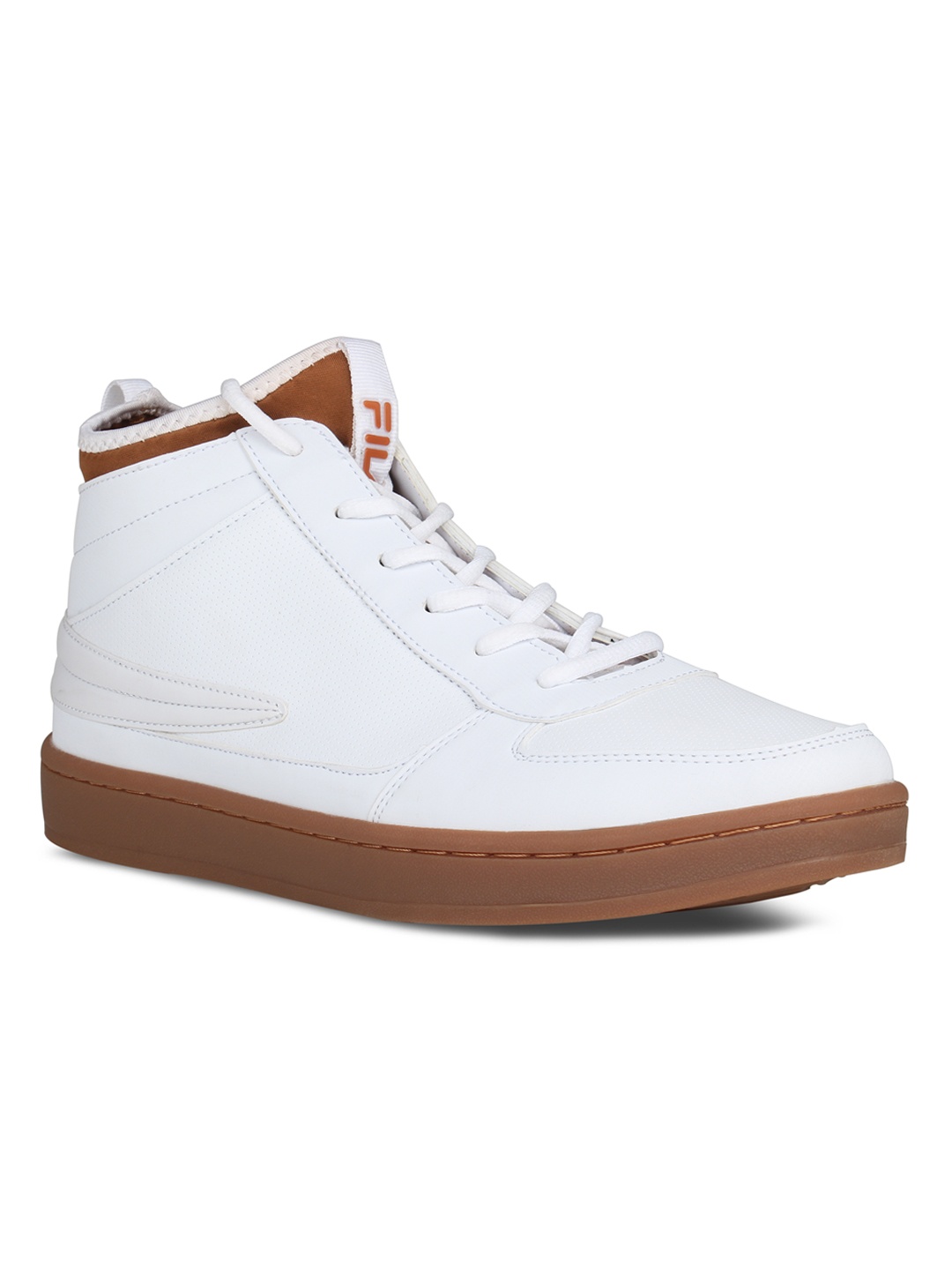 

FILA Men White Perforated Mid-Top Sneakers