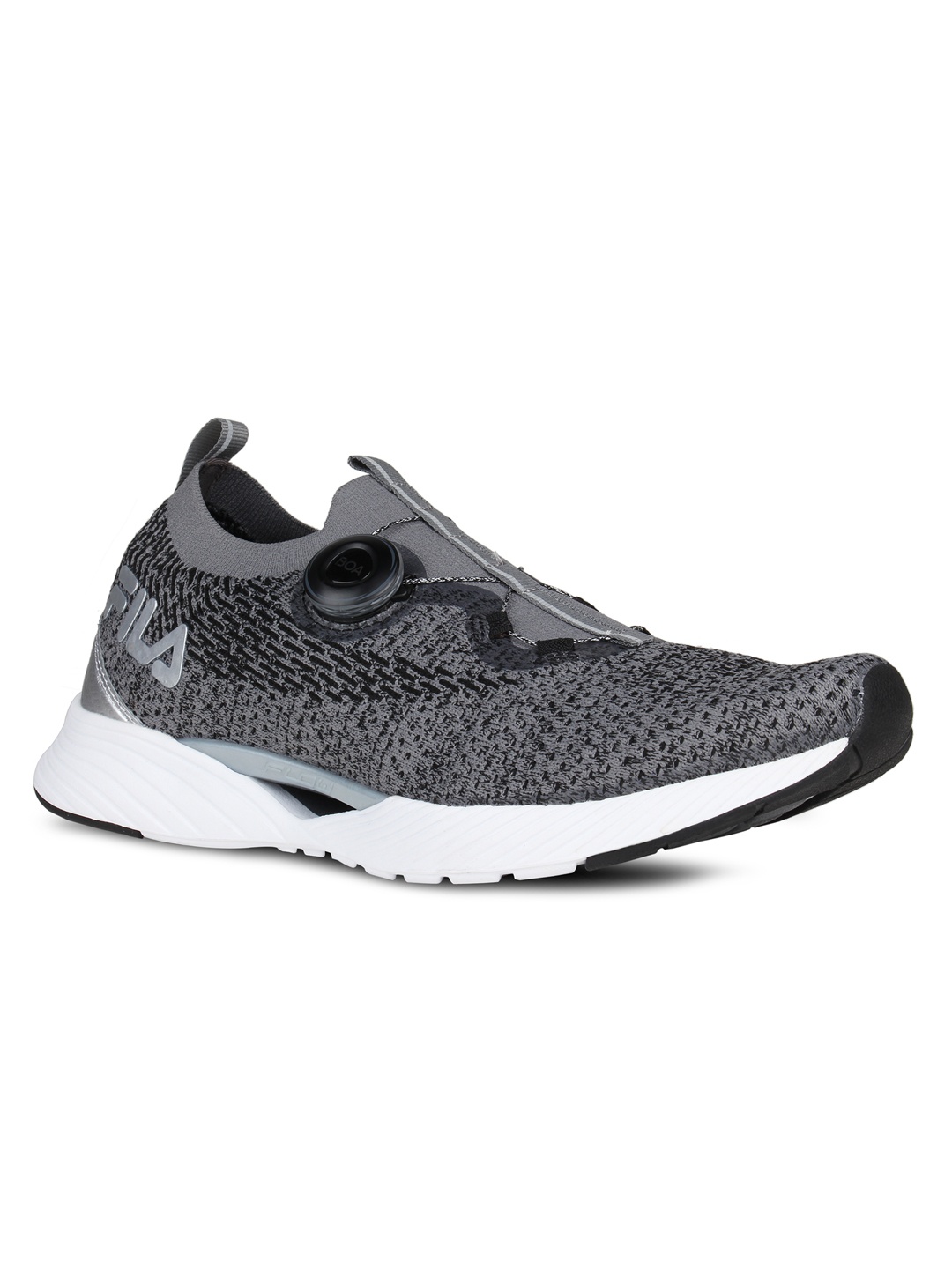 

FILA Men Charcoal Grey & Black Woven Design Running Shoes