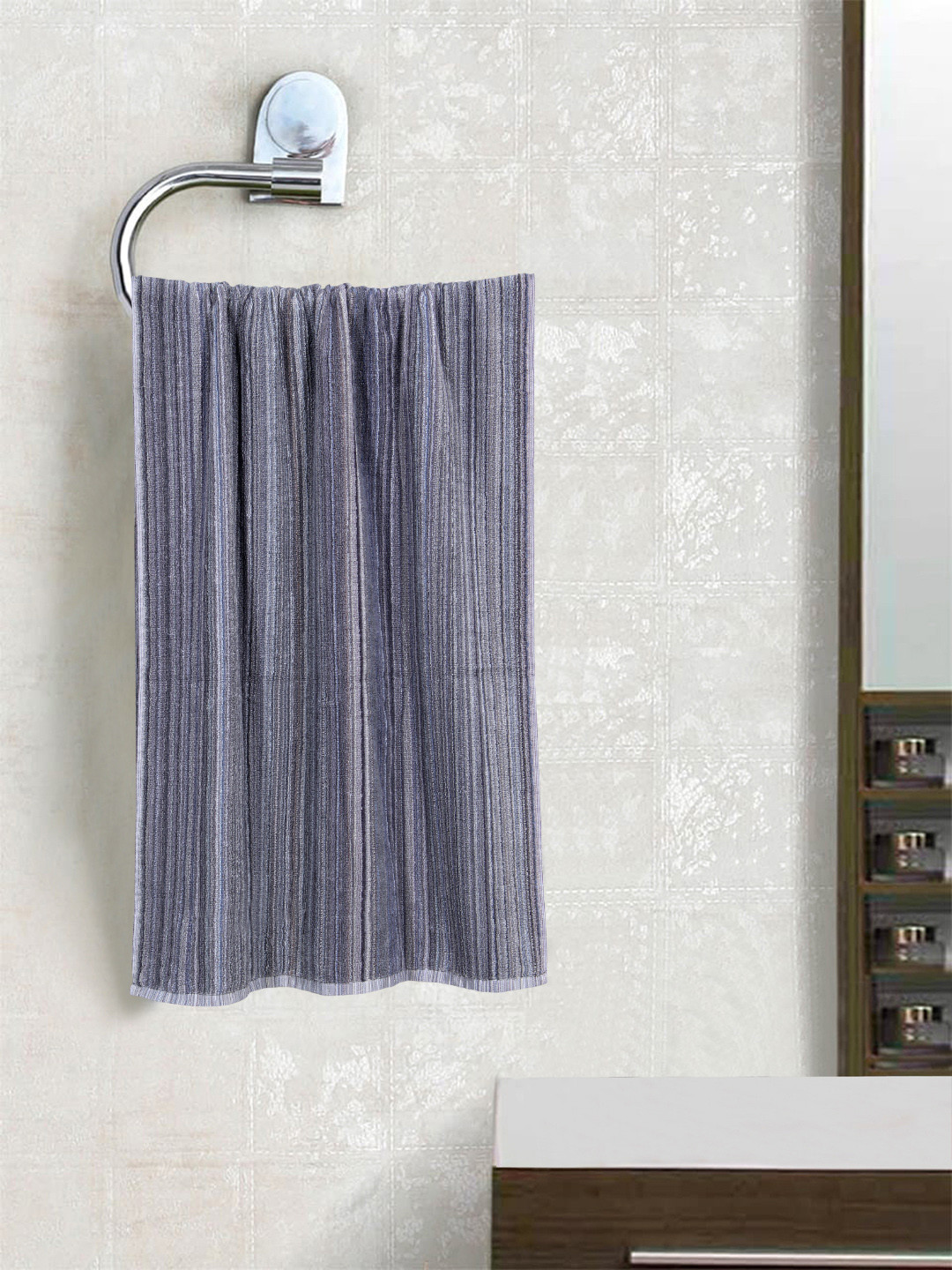 

ROMEE Grey Striped 400GSM Large Bath Towel
