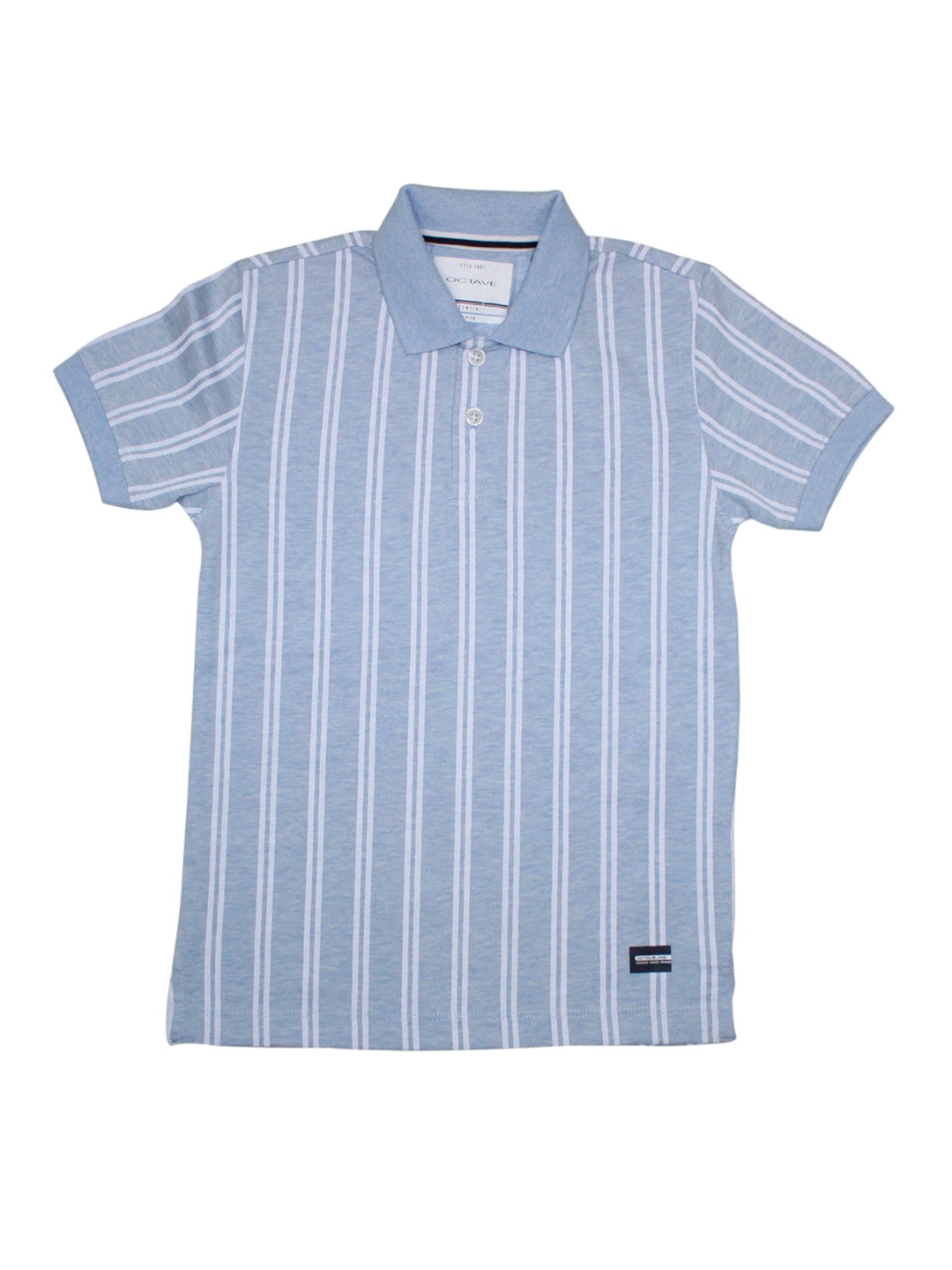 

Octave Boys Blue & White Striped Polo Collar T-shirt