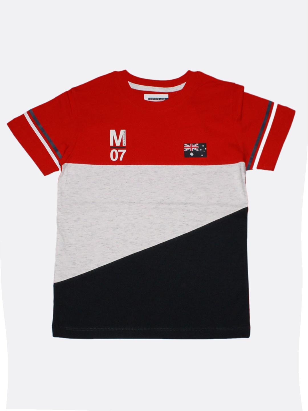 

Octave Boys Red & White Colourblocked Round Neck T-shirt