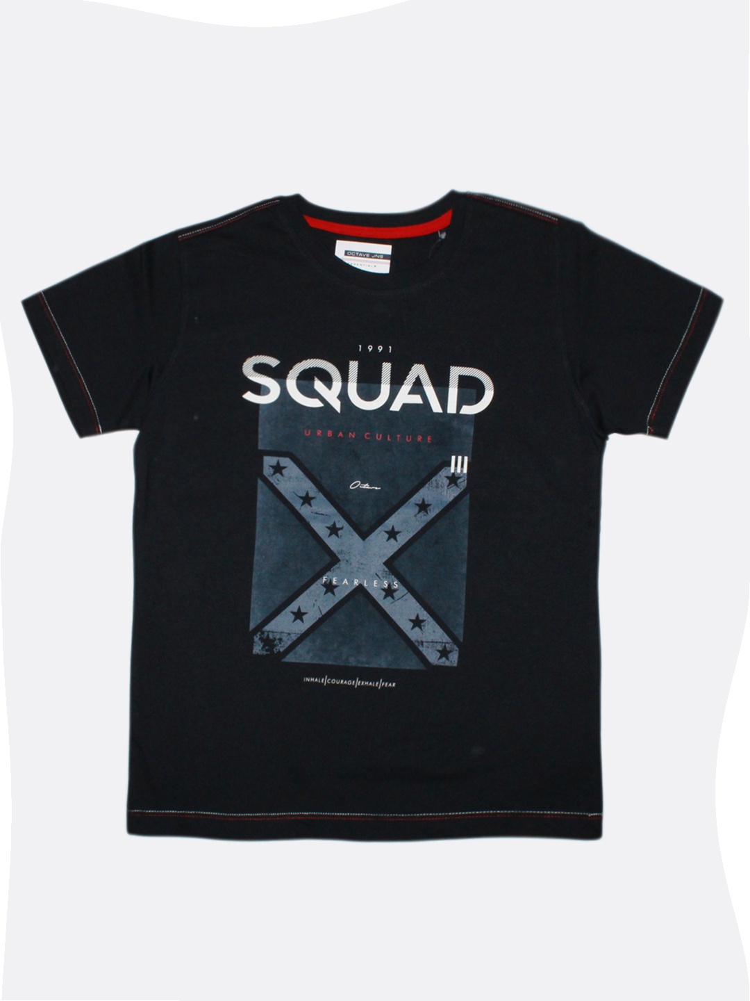 

Octave Boys Navy Blue & White Printed Round Neck T-shirt