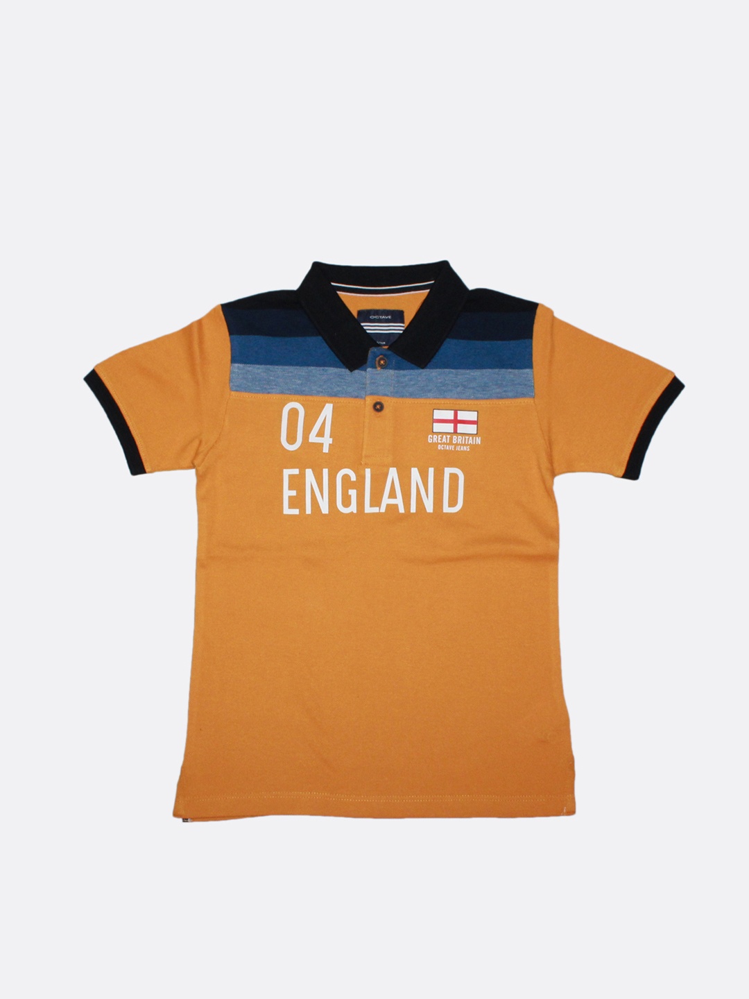 

Octave Boys Mustard Yellow Printed Polo Collar T-shirt