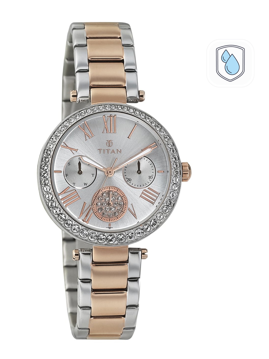 

Titan Purple-Glam Gold Women Silver Analogue watch NL95023KM01