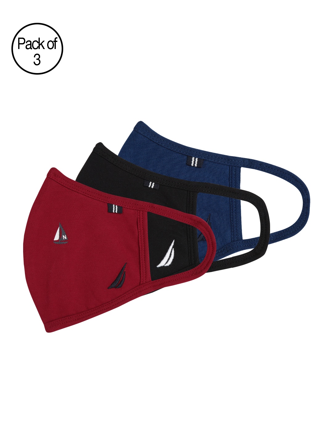 

Nautica Adult Pack of 3 Red Reusable 4-Layer Outdoor Masks, Black