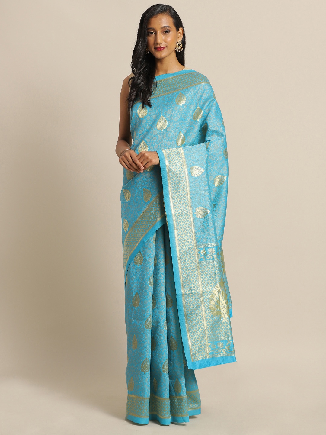 

Mitera Blue & Golden Woven Design Banarasi Saree