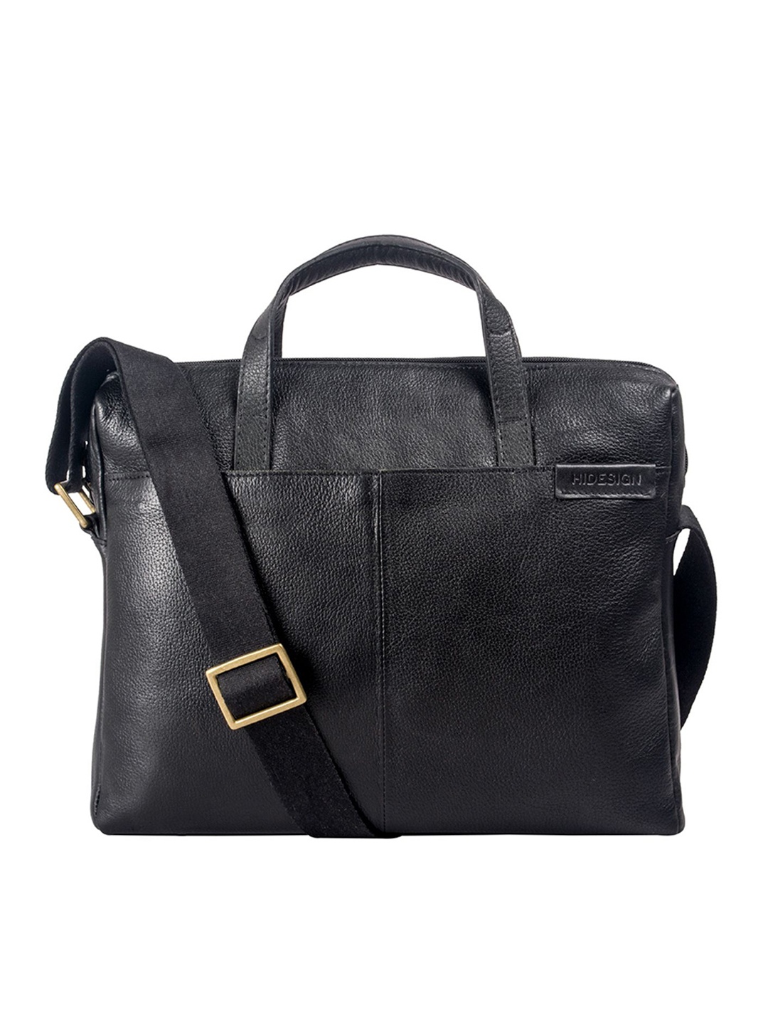 

Hidesign Men Black Solid Leather Laptop Bag