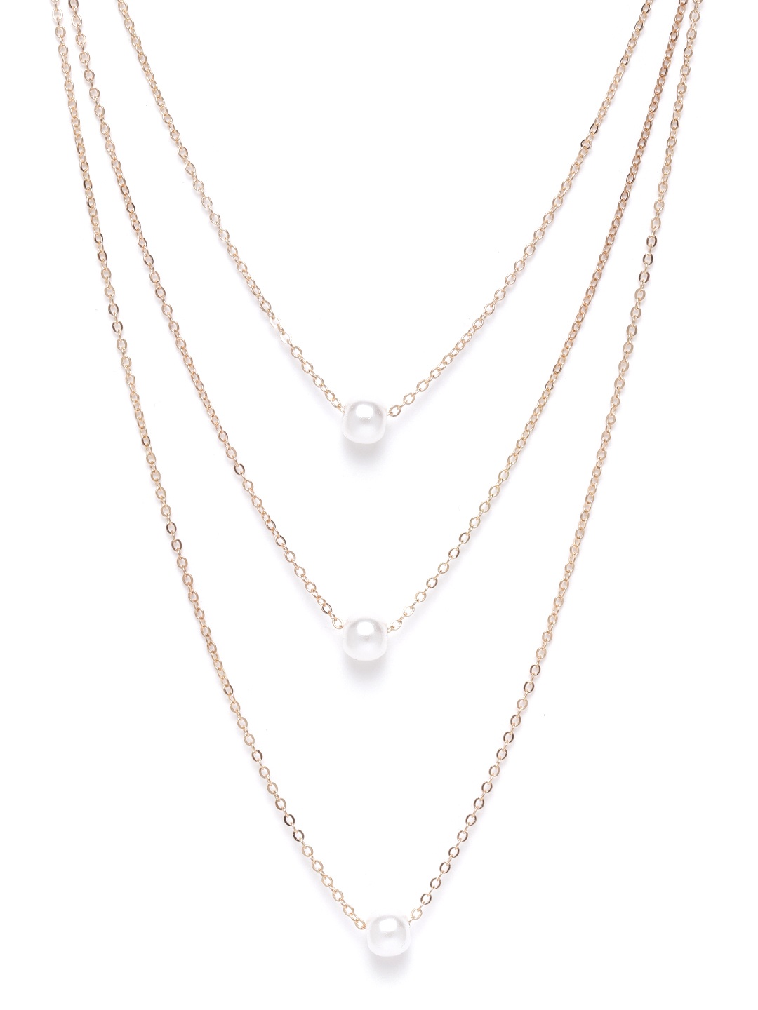 

Zaveri Pearls White Rose Gold-Plated Beaded Layered Necklace