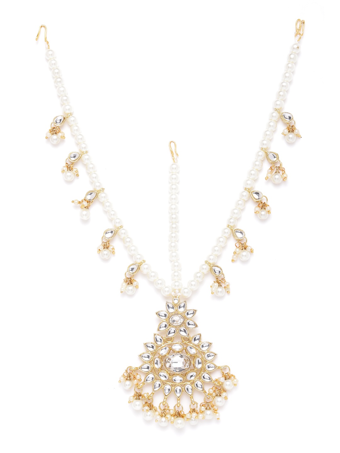 

Zaveri Pearls Women Off White Gold-Plated Kundan-Studded & Beaded Matha Patti