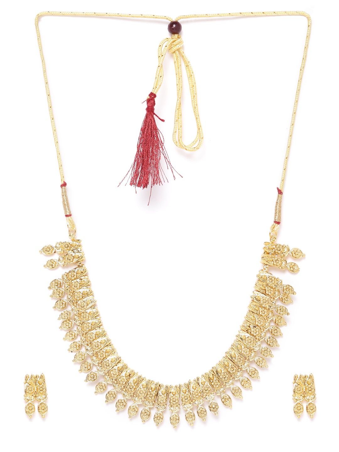 

Zaveri Pearls Gold-Plated Textured Jewellery Set