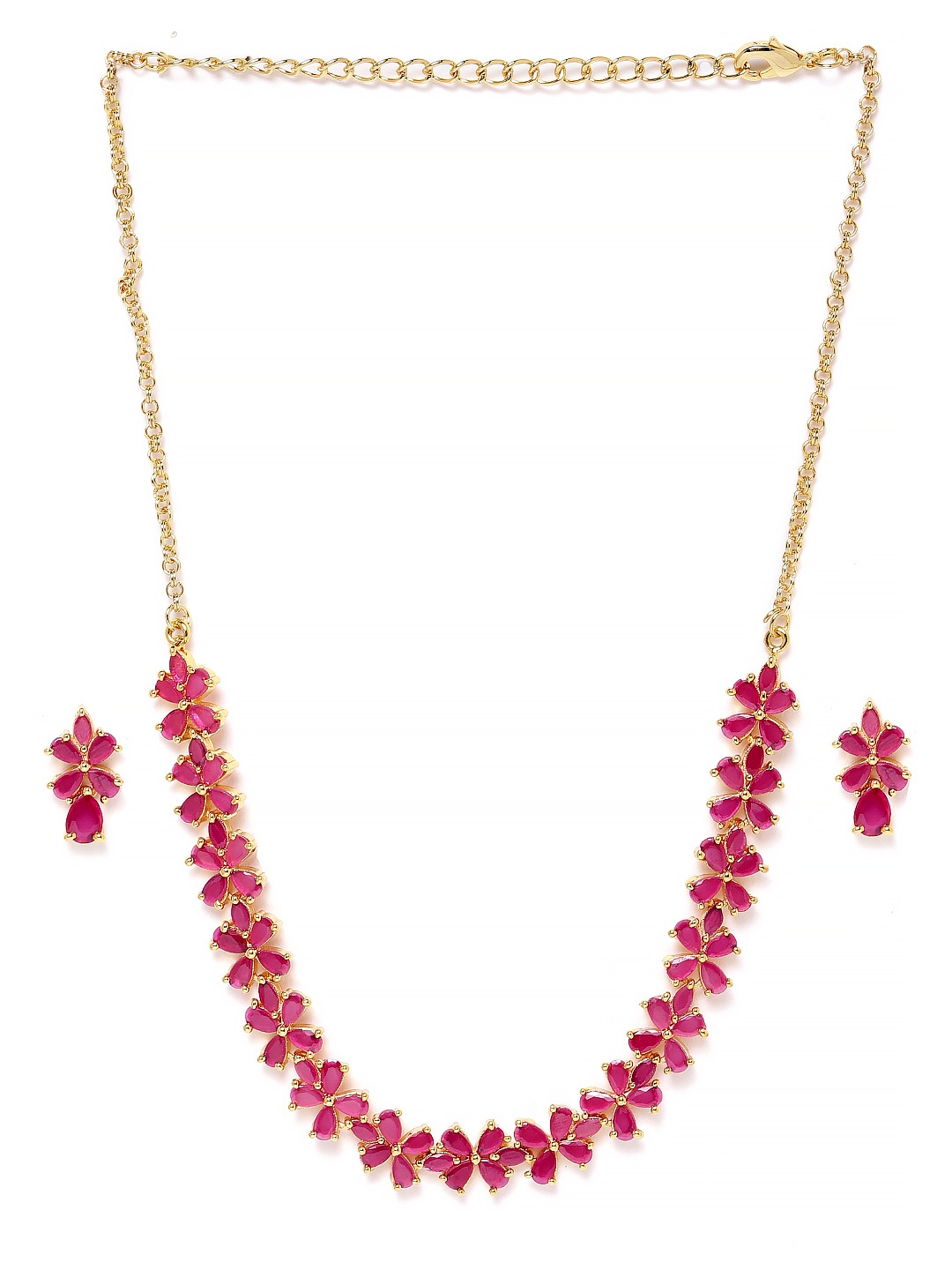 

Zaveri Pearls Magenta Gold-Plated CZ-Studded Jewellery Set