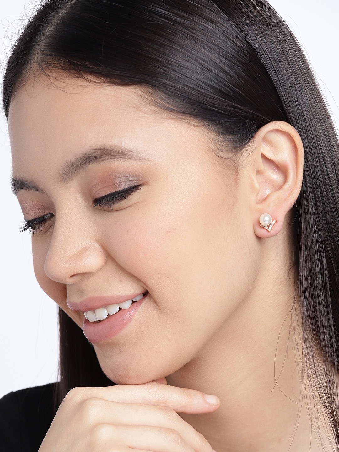 

Zaveri Pearls White Gold-Plated Beaded Spherical CZ Studs