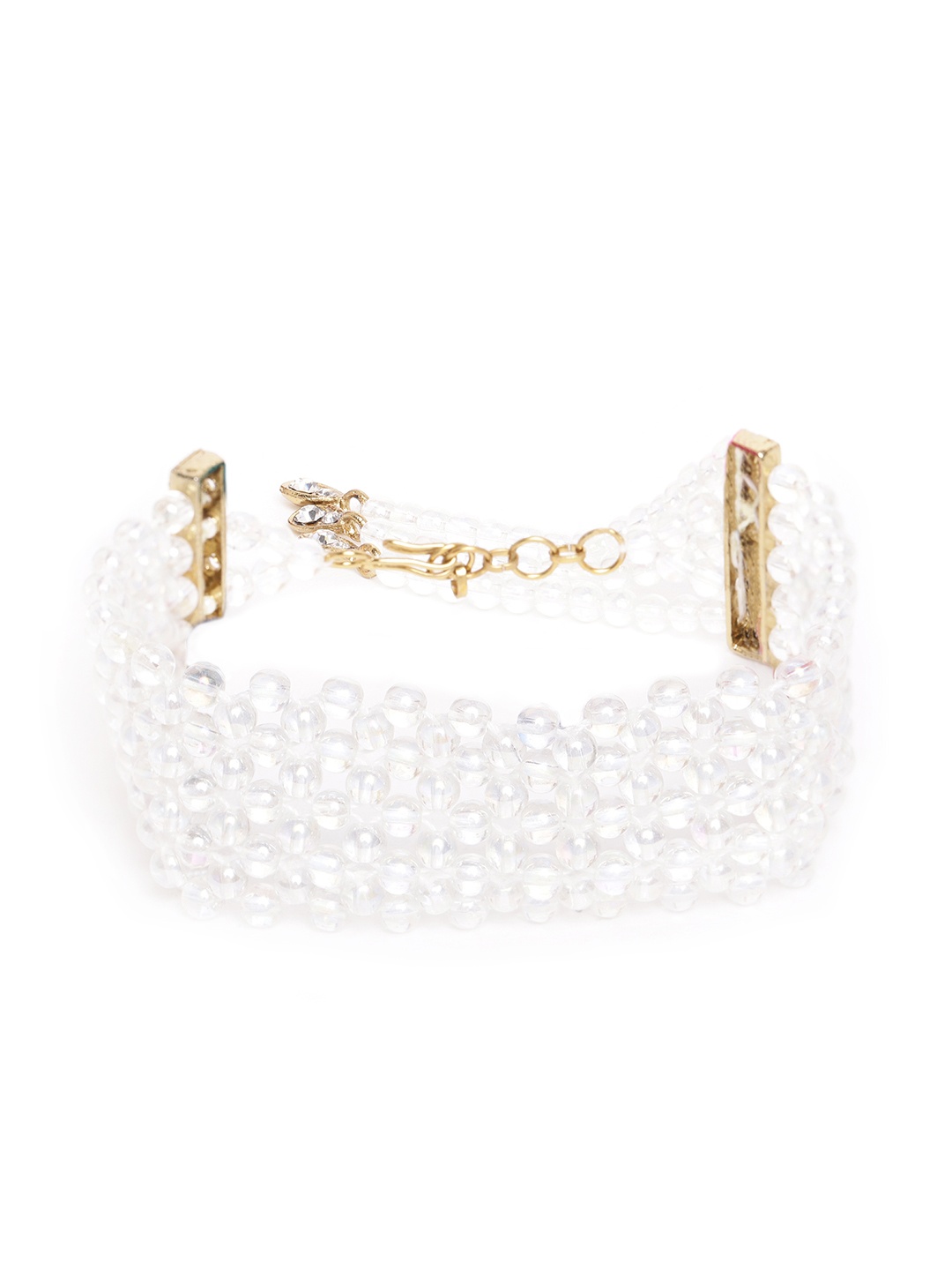 

Zaveri Pearls Women Transparent Gold-Plated Beaded Link Bracelet, White