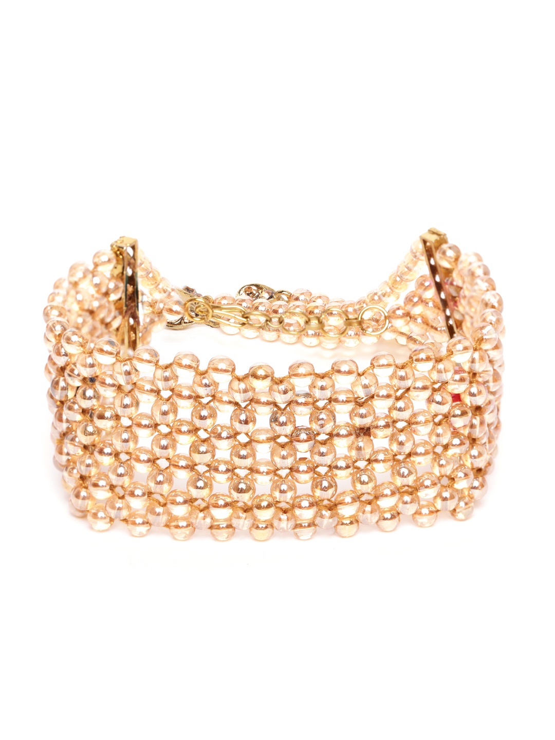 

Zaveri Pearls Peach-Coloured Antique Gold-Plated Beaded Bracelet