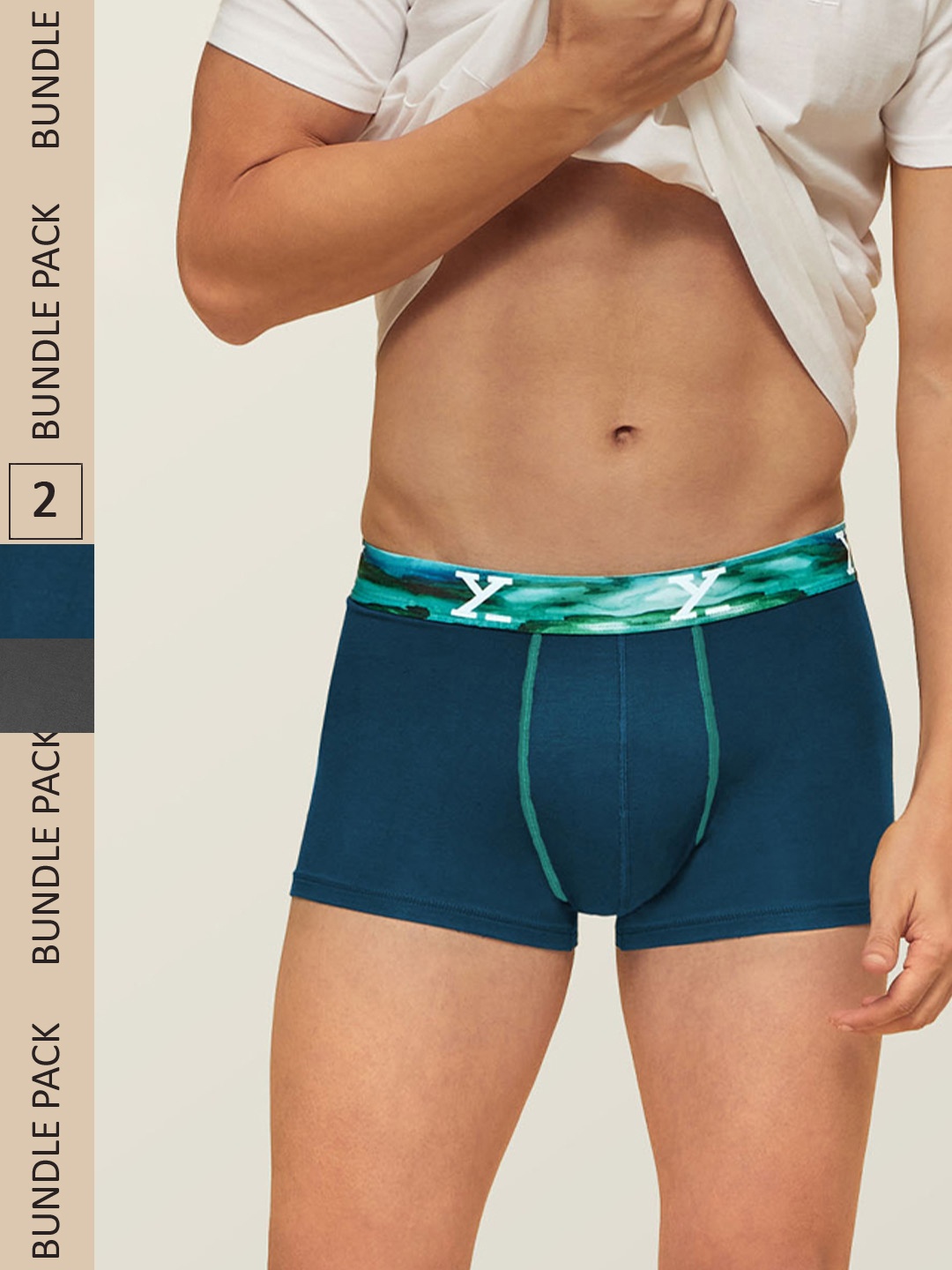 

XYXX Men IntelliSoft Antimicrobial Micro Modal Pack of 2 Dynamo Trunks XYTRNK2PCKN107, Blue