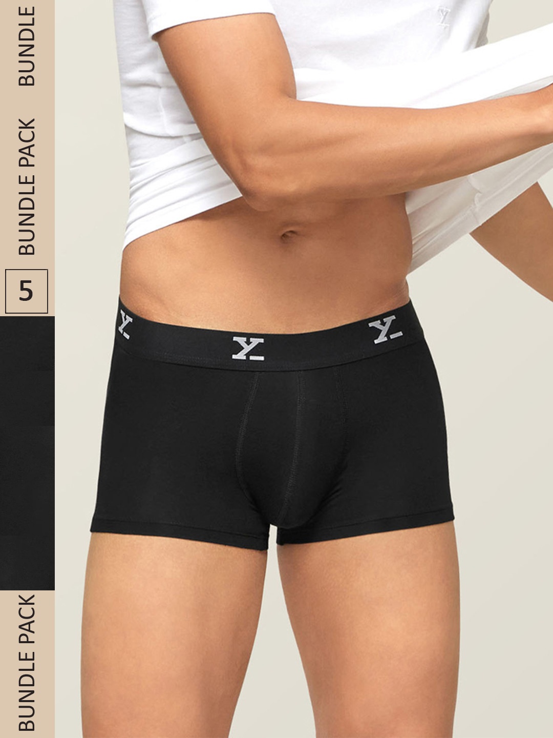 

XYXX Men Pack Of 5 ACE IntelliSoft Modal Trunks XYTRNK5PCK05, Black