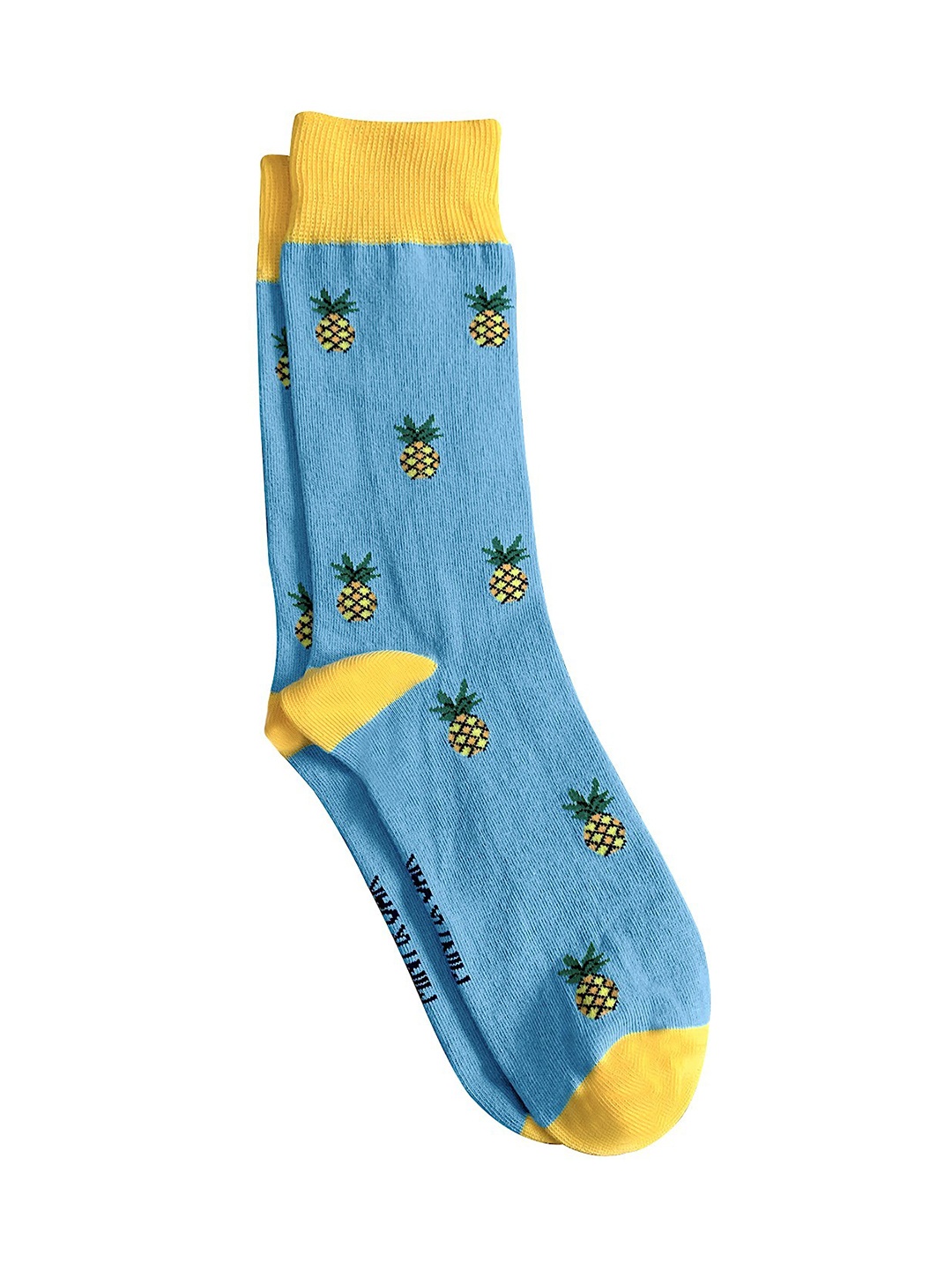 

Mint & Oak Men Blue & Yellow Tropical Fruit Patterned Calf-Length Socks