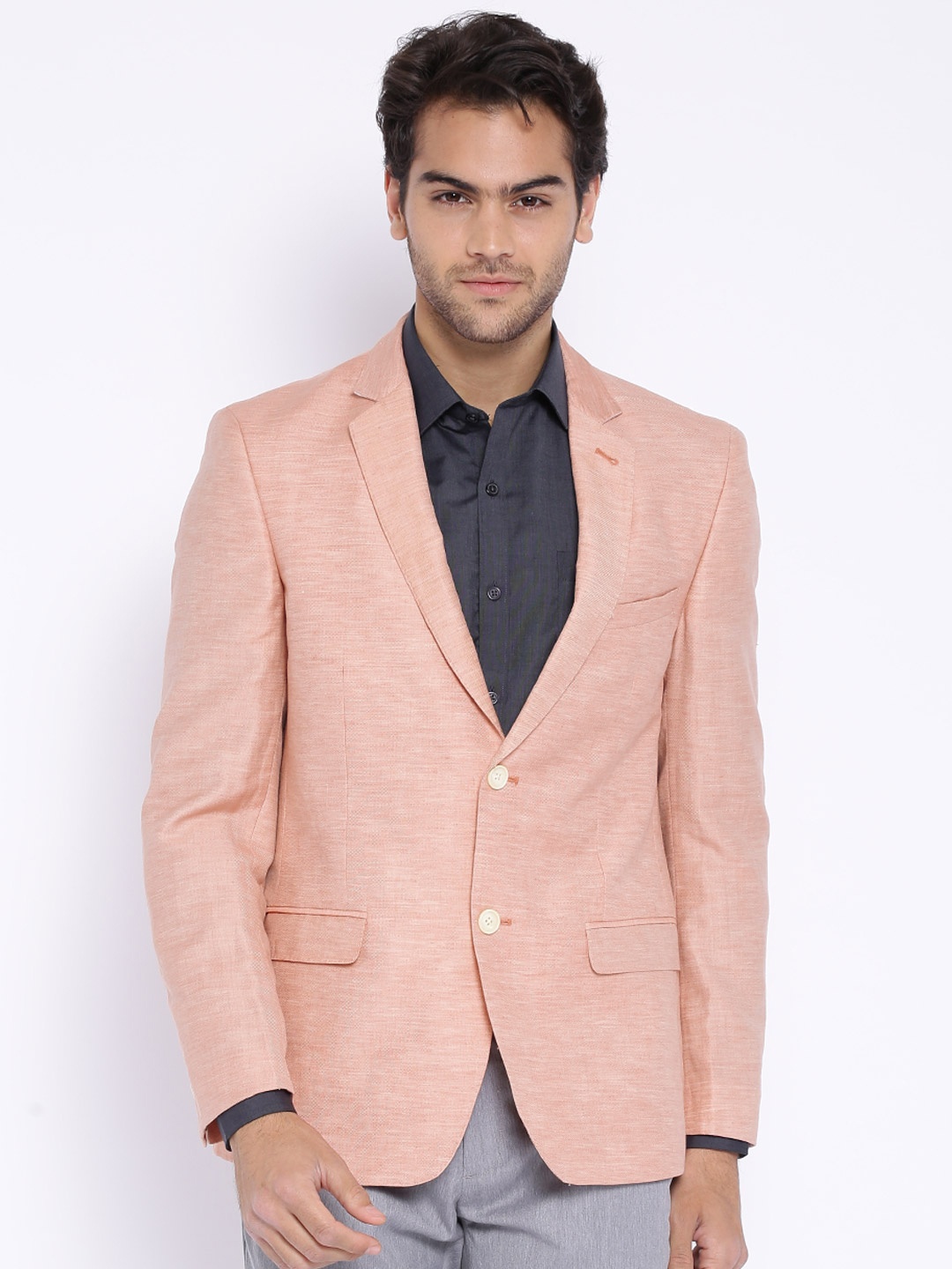 

Arrow Pink Linen Body Regular Tailored Fit Formal Blazer